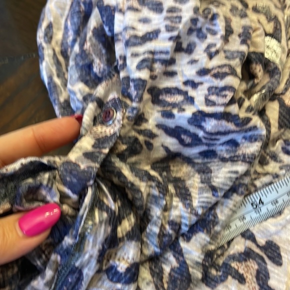 David Cline animal print V neck blouse / top pink purple metallic oversized Med - Picture 11 of 11
